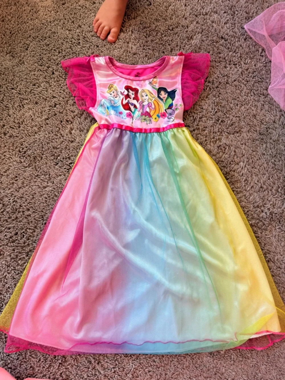 Disney Princess Pink Multi Rainbow Tulle Dress - Picture 1 of 2